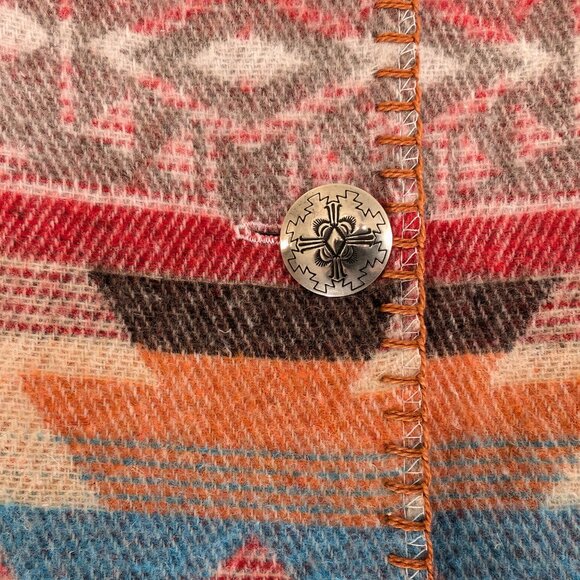 RHONDA STARK Vest VTG‎ Women's M Santa Fe Fringe Blanket Native Southwest USA - Picture 2 of 14
